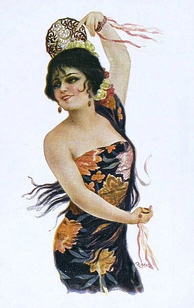 Spanish Flamenco Dancer in Traditional Costume