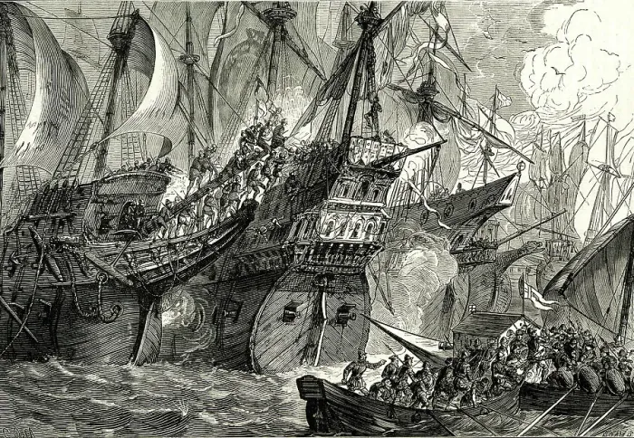 Framed Print : Spanish fleet and the ships of the Sea Beggars Framed Print : Spanish fleet and the ships of the Sea Beggars