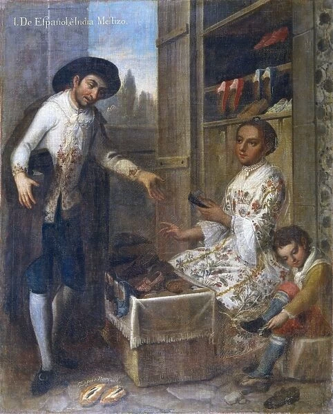 From Spanish and Indian: Mestizo. 18th c. Casta