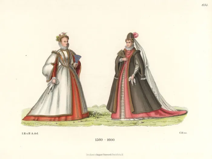 Framed Print : Spanish noblewomen in summer and winter clothes Framed Print : Spanish noblewomen in summer and winter clothes