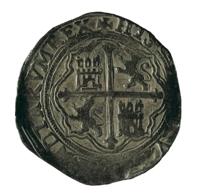Framed Print : Spanish real de a 2 coin (Sevilla, 1704). Coin Framed Print : Spanish real de a 2 coin (Sevilla, 1704). Coin