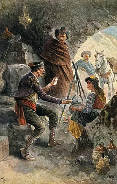 Framed Print : Spanish Smugglers hiding out in a cave Framed Print : Spanish Smugglers hiding out in a cave