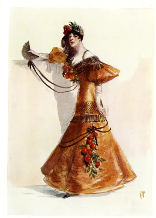 Framed Print : Spanish woman of Seville in orange dress Framed Print : Spanish woman of Seville in orange dress
