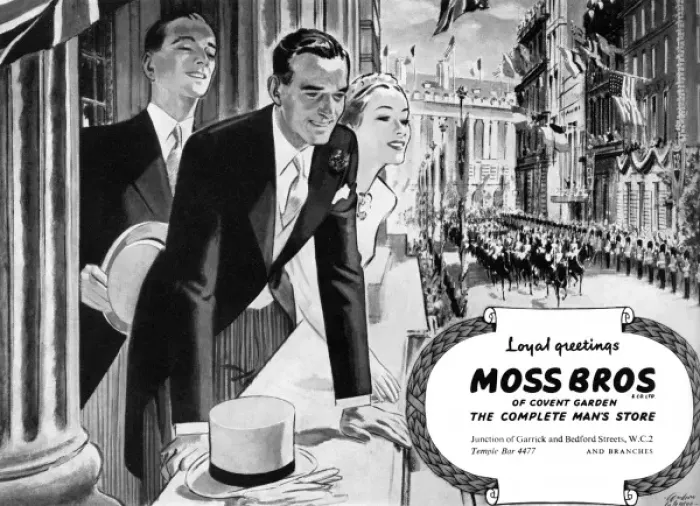 Framed Print : Special Coronation Moss Bros advertisement Framed Print : Special Coronation Moss Bros advertisement
