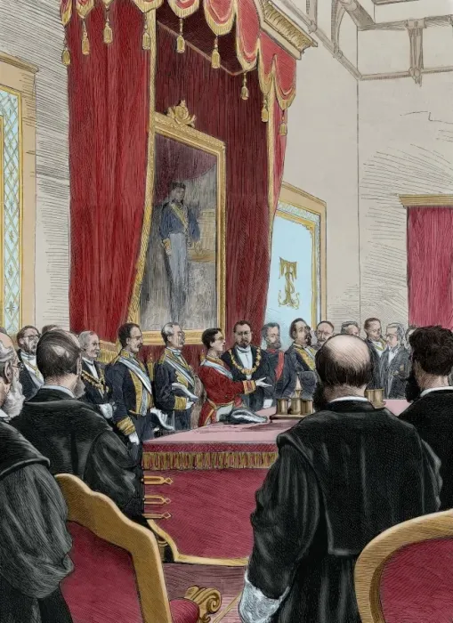 Framed Print : Speech of Alphonse XII at the opening session of the courts Framed Print : Speech of Alphonse XII at the opening session of the courts