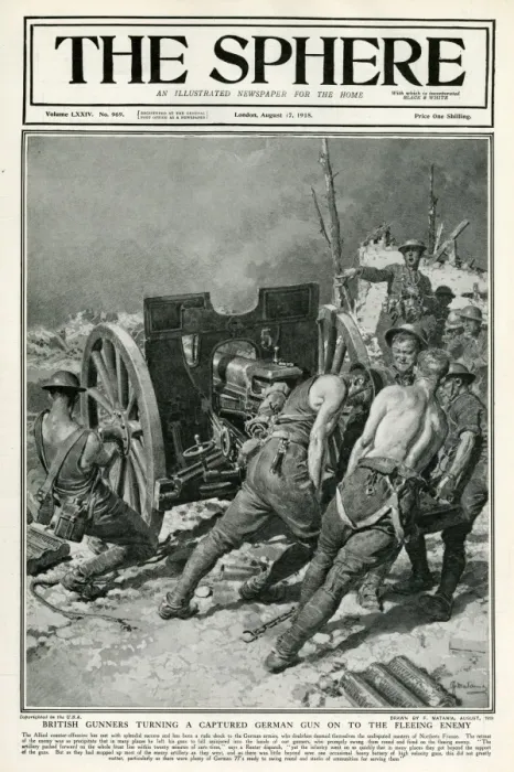 Framed Print : Sphere cover - British gunners turning German gun on enemy