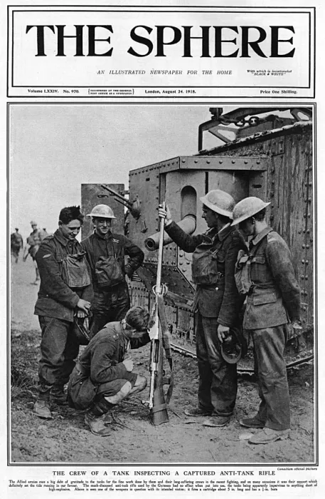 Framed Print : Sphere cover -Crew of tank inspecting German anti-tank rifle Framed Print : Sphere cover -Crew of tank inspecting German anti-tank rifle