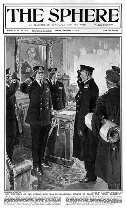 Framed Print : Sphere cover - Surrender of German fleet by Matania Framed Print : Sphere cover - Surrender of German fleet by Matania
