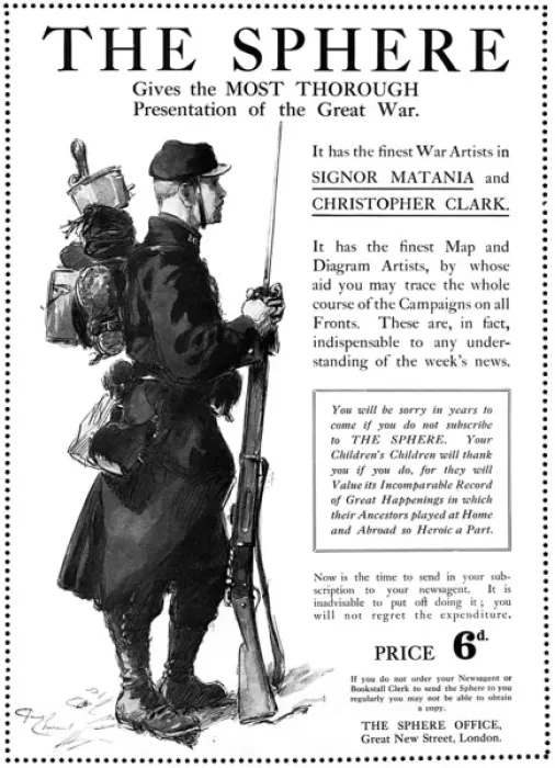 Framed Print : Sphere during WW1, advertisement, 1916 Framed Print : Sphere during WW1, advertisement, 1916