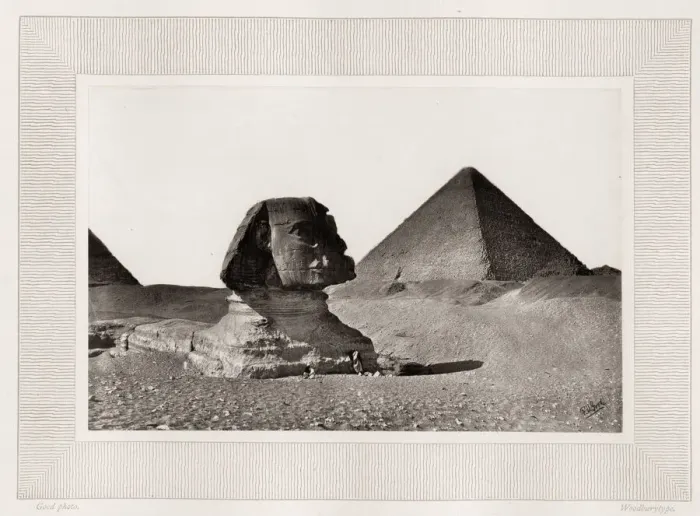 Framed Print : The Sphinx and Great Pyramid at Giza, Woodburytype Framed Print : The Sphinx and Great Pyramid at Giza, Woodburytype