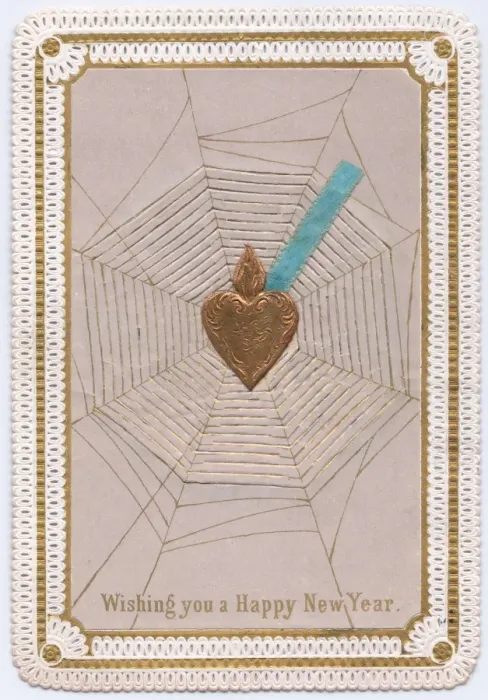 Framed Print : Spiders web on a New Year card Framed Print : Spiders web on a New Year card