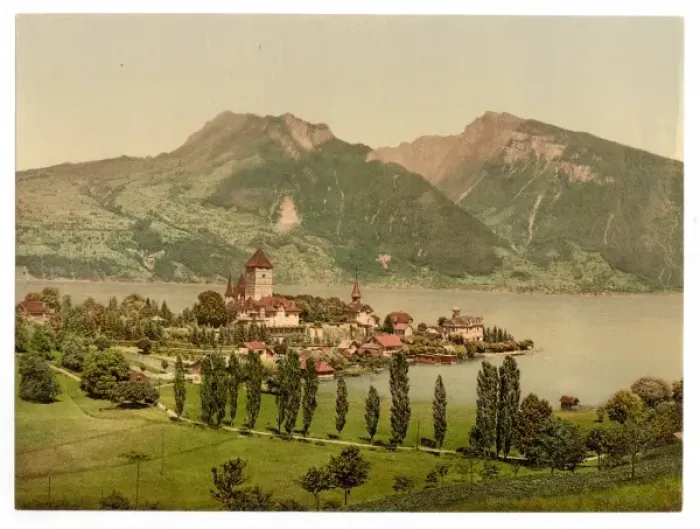 Framed Print : Spiez and Lake of Thun, Bernese Oberland, Switzerland Framed Print : Spiez and Lake of Thun, Bernese Oberland, Switzerland