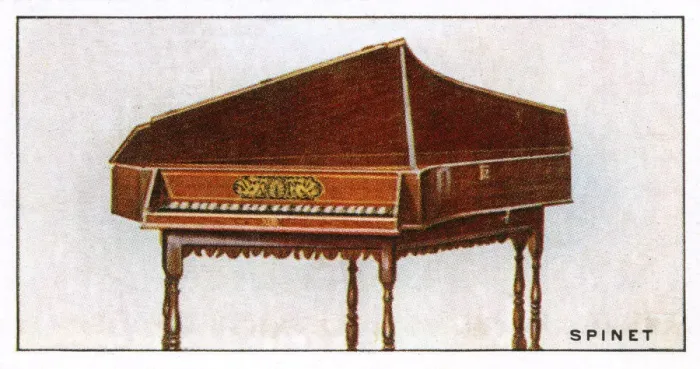 Framed Print : Spinet - this lovely example with its six-legged stand was made in London Framed Print : Spinet - this lovely example with its six-legged stand was made in London