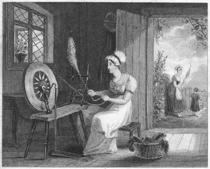 Framed Print : Spinning Flax at Home Framed Print : Spinning Flax at Home