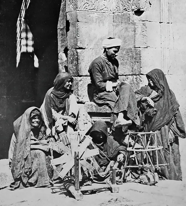 Framed Print : Spinning wool, Egypt, Victorian period Framed Print : Spinning wool, Egypt, Victorian period