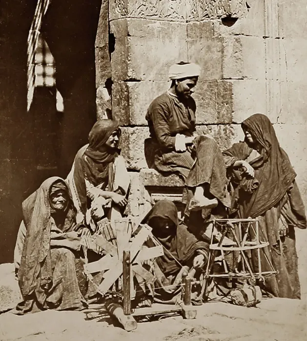Framed Print : Spinning wool, Egypt, Victorian period Framed Print : Spinning wool, Egypt, Victorian period