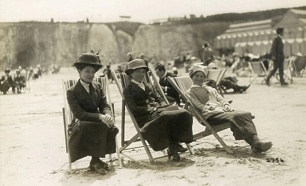 Three Spinsters soak up the rays on the beach at Broadstairs