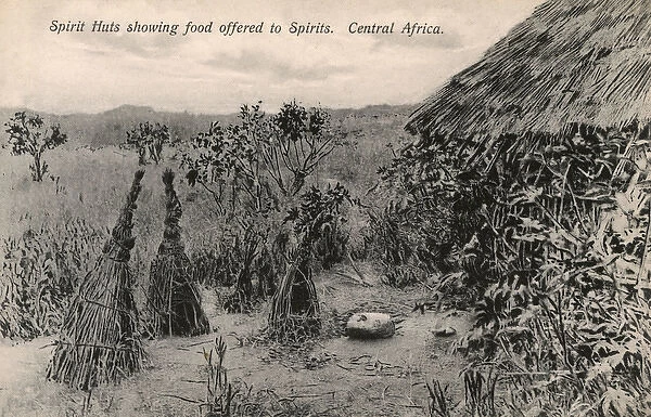 Spirit Huts and food offerings for Spirits - Central Africa