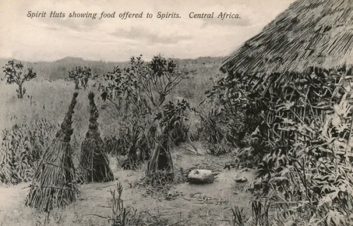 Framed Print : Spirit Huts and food offerings for Spirits - Central Africa Framed Print : Spirit Huts and food offerings for Spirits - Central Africa