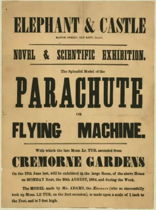 Framed Print : The splendid model of the parachute or flying machine, with Framed Print : The splendid model of the parachute or flying machine, with