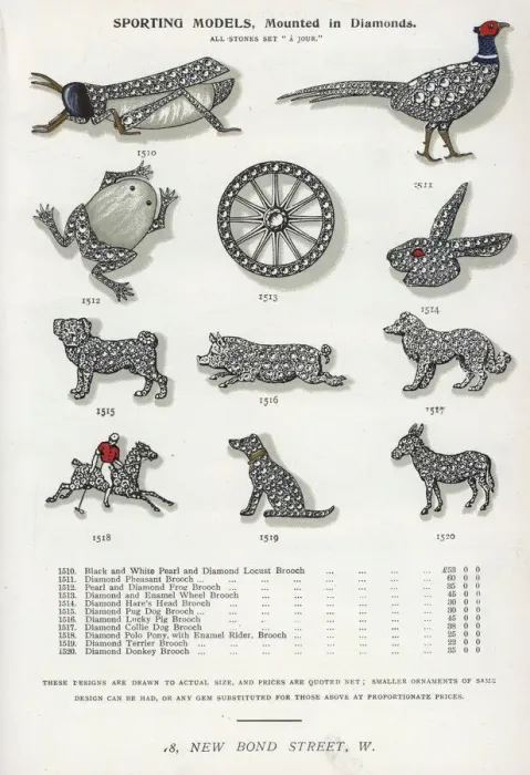 Framed Print : Sporting brooches mounted in diamonds: pug Framed Print : Sporting brooches mounted in diamonds: pug