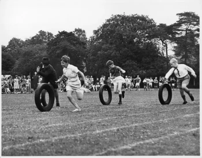 Framed Print : Sports Day Tyres 1970S Framed Print : Sports Day Tyres 1970S