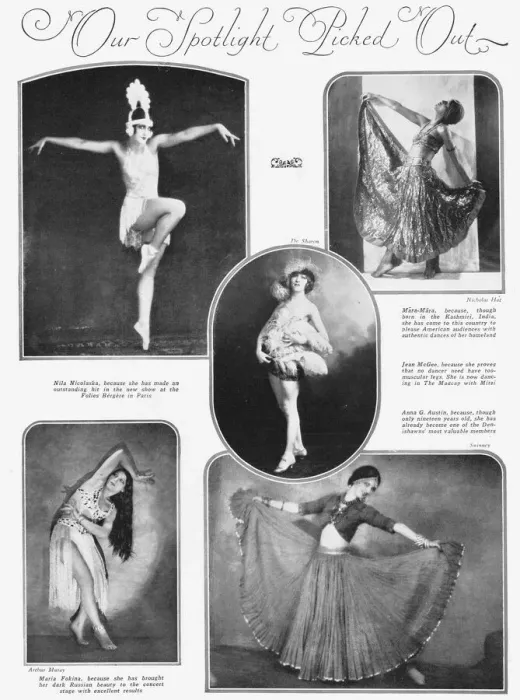 Framed Print : Spotlight on five international dancers, 1928 Framed Print : Spotlight on five international dancers, 1928