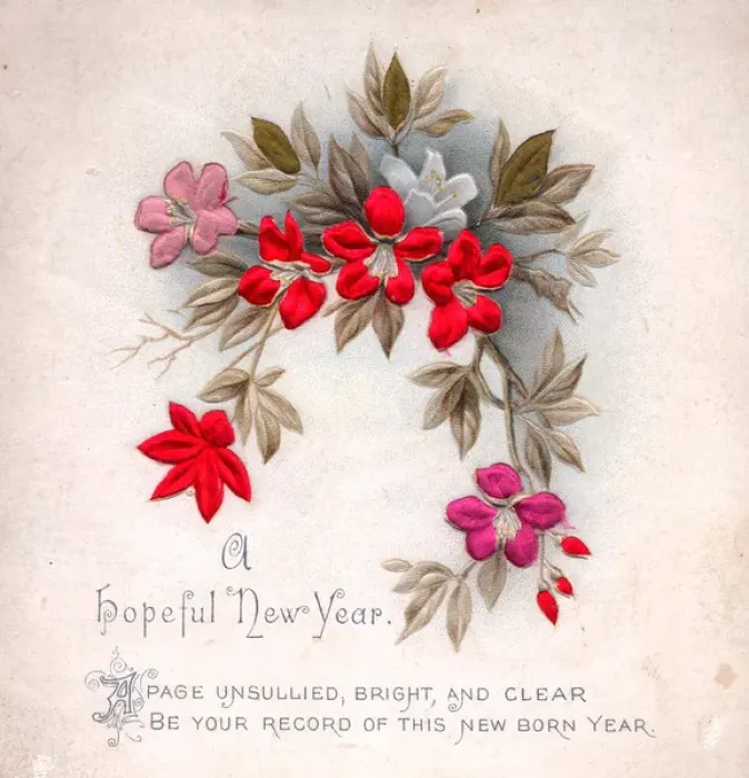 Framed Print : Spray of flowers on a fabric New Year card Framed Print : Spray of flowers on a fabric New Year card
