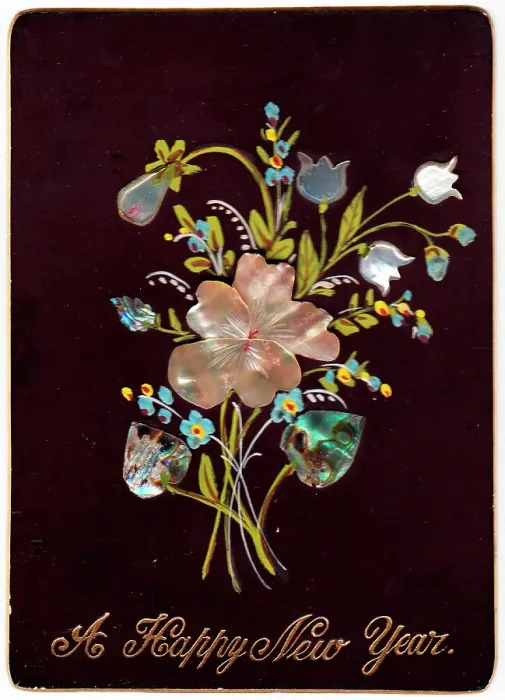 Framed Print : Spray of flowers made of shiny material on a New Year card Framed Print : Spray of flowers made of shiny material on a New Year card