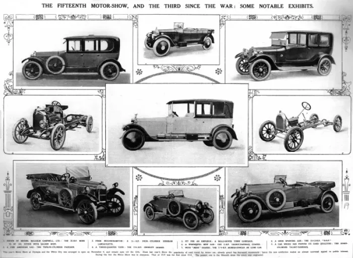 Framed Print : Spread of car exhibits from the 15th Olympia Motor exhibitio Framed Print : Spread of car exhibits from the 15th Olympia Motor exhibitio