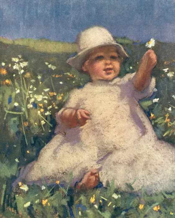 Framed Print : Spring. A portrait pastel painting of a young girl, wearing a white dress Framed Print : Spring. A portrait pastel painting of a young girl, wearing a white dress