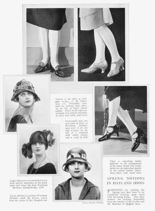 Framed Print : Spring Notions for Hats and Shoes in London, 1925 Framed Print : Spring Notions for Hats and Shoes in London, 1925