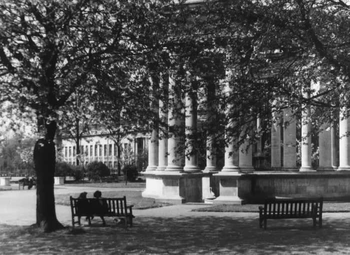 Framed Print : Spring sunshine in Cathays Park, showing people relaxing on benches, Cardiff Framed Print : Spring sunshine in Cathays Park, showing people relaxing on benches, Cardiff
