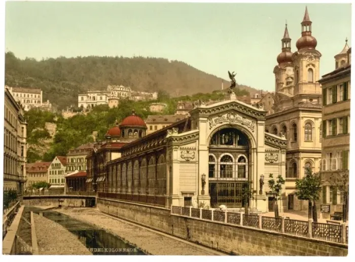 Framed Print : Sprudel Colonnade, Carlsbad, Bohemia, Austro-Hungary