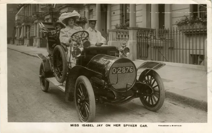 Framed Print : Spyker Vintage Car (Showing Miss Isabel Jay)