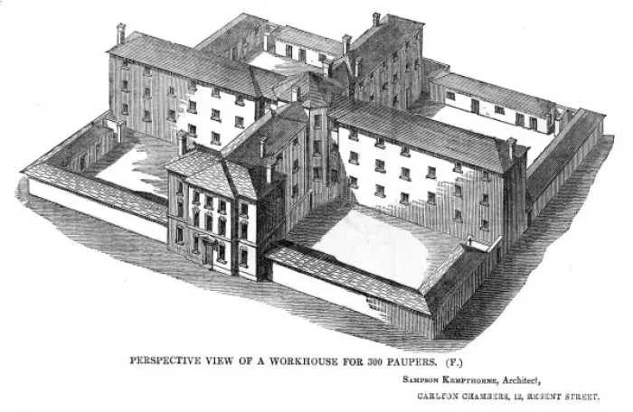 Framed Print : Square workhouse, perspective view Framed Print : Square workhouse, perspective view