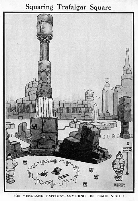 Framed Print : Squaring Trafalgar Square by Heath Robinson Framed Print : Squaring Trafalgar Square by Heath Robinson