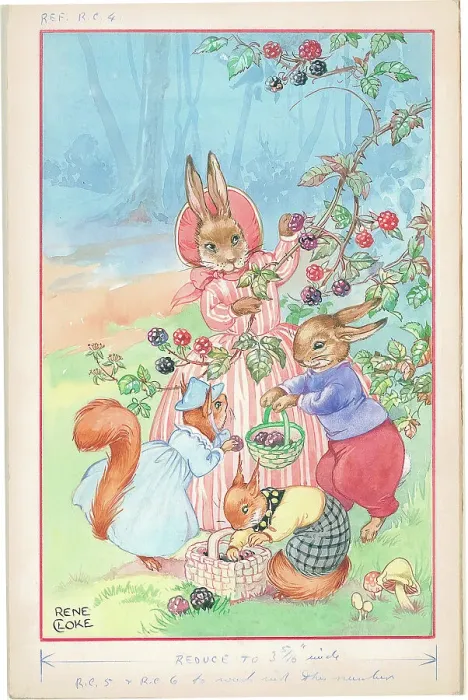 Framed Print : Squirrels and rabbits picking fruit Children's Framed Print : Squirrels and rabbits picking fruit Children's