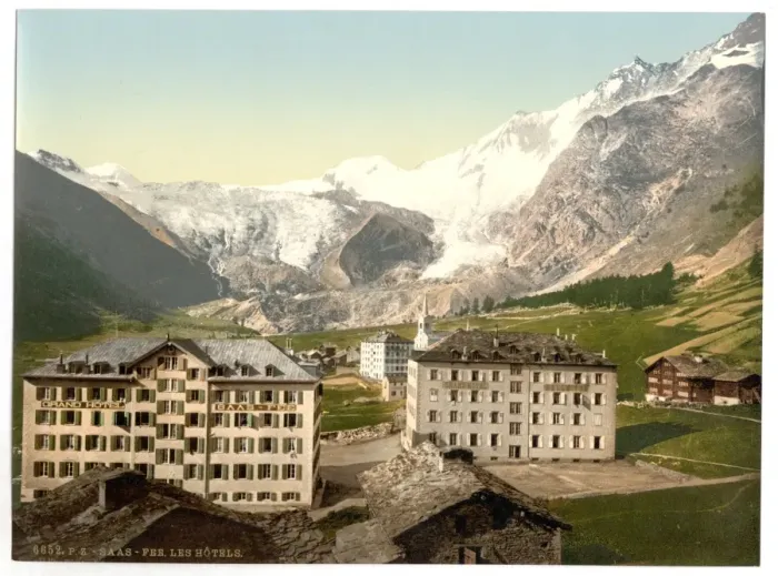 Framed Print : Ss Fee, the hotels, Valais, Alps of, Switzerland Framed Print : Ss Fee, the hotels, Valais, Alps of, Switzerland