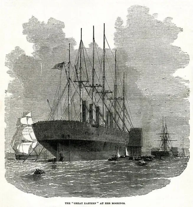 Framed Print : SS Great Eastern - at her moorings in Deptford 1859 Framed Print : SS Great Eastern - at her moorings in Deptford 1859