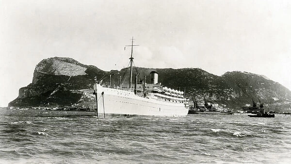 SS Orion in front of the Rock of Gibraltar