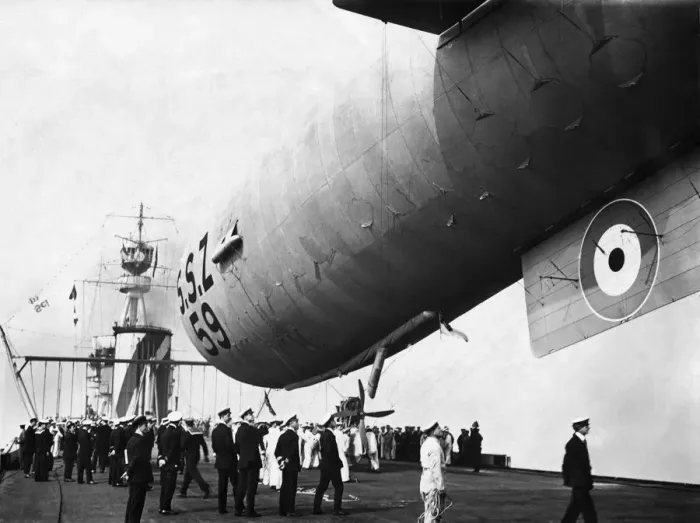 Framed Print : Ssz59 Airship Parked on a Ship Framed Print : Ssz59 Airship Parked on a Ship