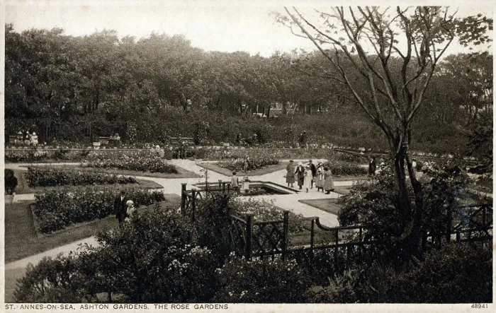 Framed Print : St. Annes-on-Sea, Lancashire - Ashton Gardens - The Rose Garden. Date: circa 1910s Framed Print : St. Annes-on-Sea, Lancashire - Ashton Gardens - The Rose Garden. Date: circa 1910s