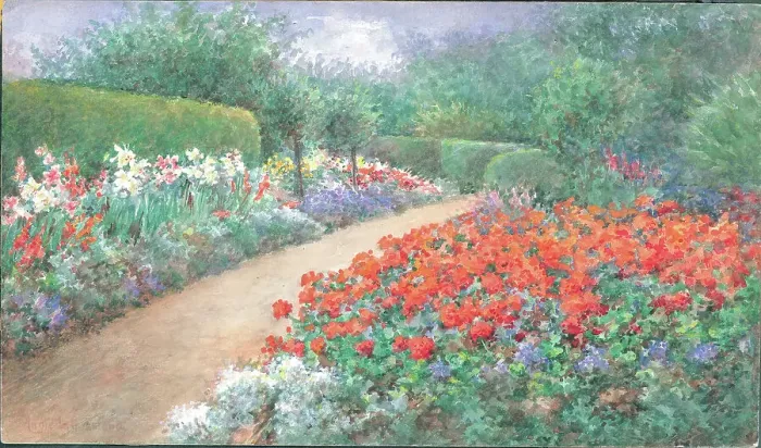 Framed Print : St. Botolph's, Sevenoaks. Garden with path and flowers Framed Print : St. Botolph's, Sevenoaks. Garden with path and flowers