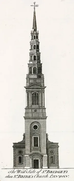 Framed Print : St Brides, formerly known as St Bridget's, Fleet Street Date: circa 1750 Framed Print : St Brides, formerly known as St Bridget's, Fleet Street Date: circa 1750