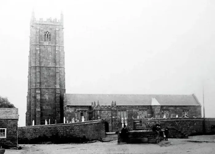 Framed Print : St. Buryan Church, Cornwall, early 1900s Framed Print : St. Buryan Church, Cornwall, early 1900s