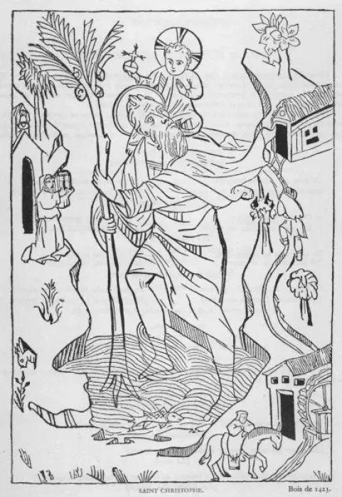 Framed Print : St Christopher / Woodcut Framed Print : St Christopher / Woodcut