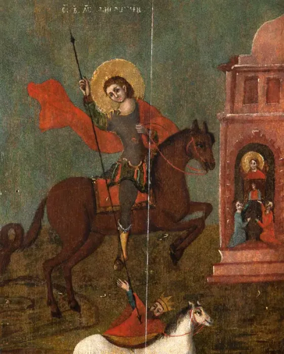 Framed Print : St. Demetrius Plunging King John into an Abyss Framed Print : St. Demetrius Plunging King John into an Abyss
