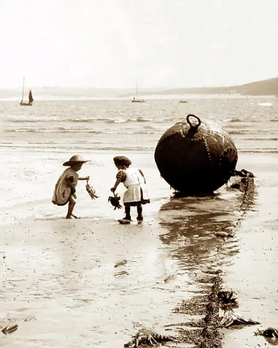 Framed Print : St. Ives Girls Playing on the Beach Victorian period Framed Print : St. Ives Girls Playing on the Beach Victorian period