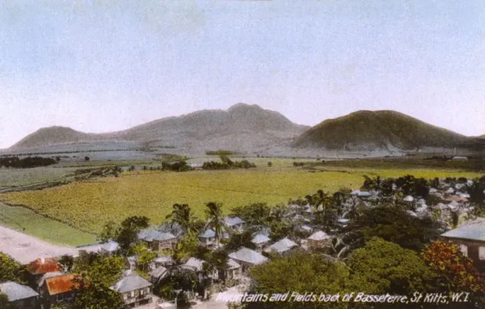 Framed Print : St. Kitts - Mountains and fields behind Basseterre Framed Print : St. Kitts - Mountains and fields behind Basseterre